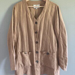 MZM Sport, Vintage Button Front Lightweight Linen Coat Size Medium